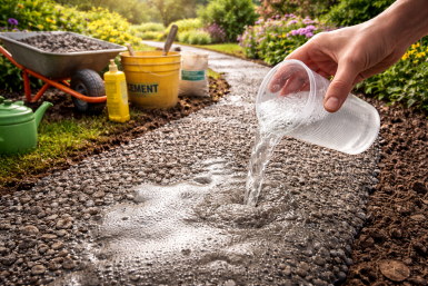 Заливаю "мыльный" бетон - и весной ни грязи, ни луж: дорожки сухие даже после дождичка в четверг