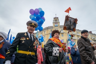 Ветераны на параде Победы в Магадане Александр Крылов, ИА Magadanmedia